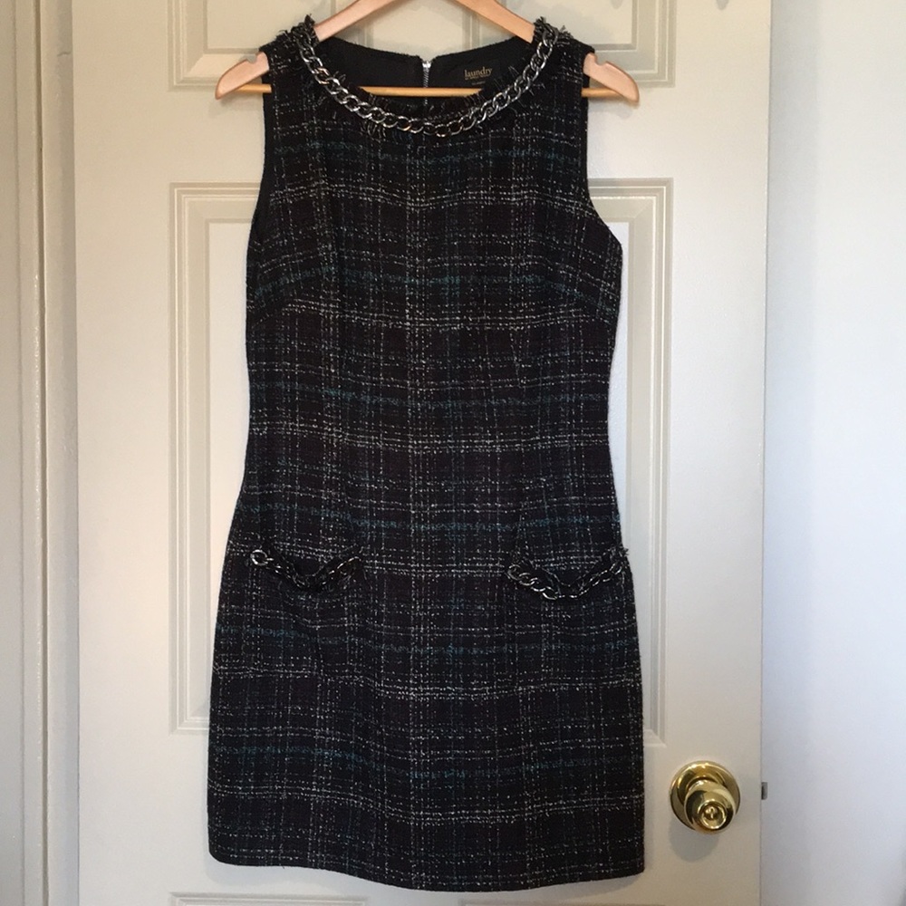 Laundry sleeveless tweed dress